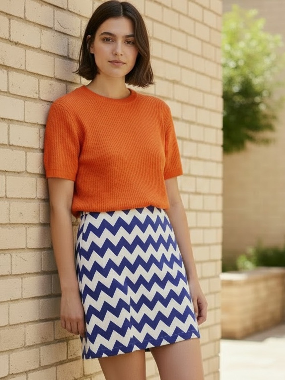 kate spade dark purple and White chevron Mini Skirt